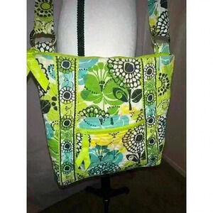 Vera Bradley All Limes Up‎ Green Floral Crossbody Purse with Pockets